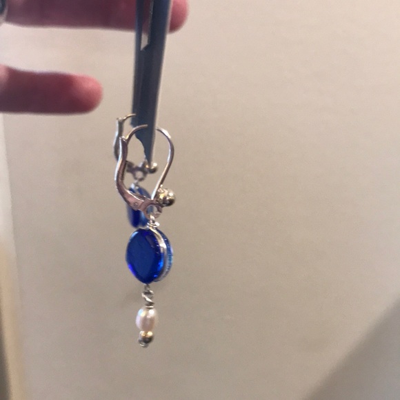 Dichroic Glass Dangling Earrings - Picture 3 of 4